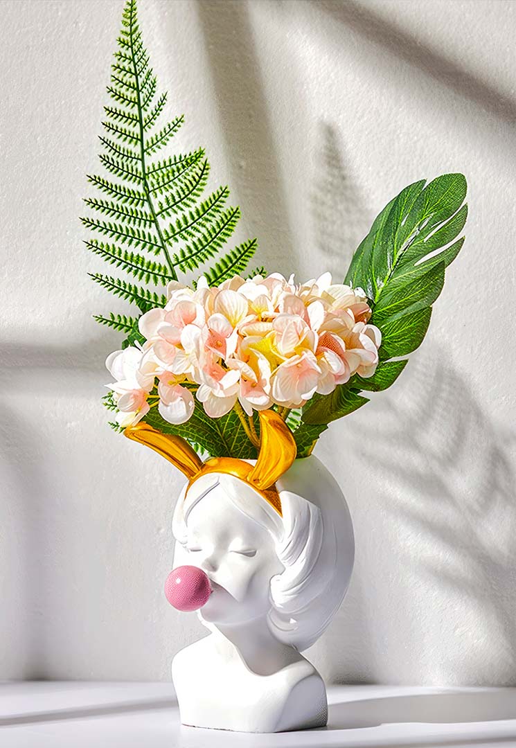 Cute girl POP ART decorative flower pot