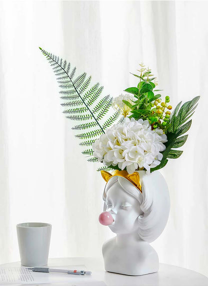 Cute girl POP ART decorative flower pot